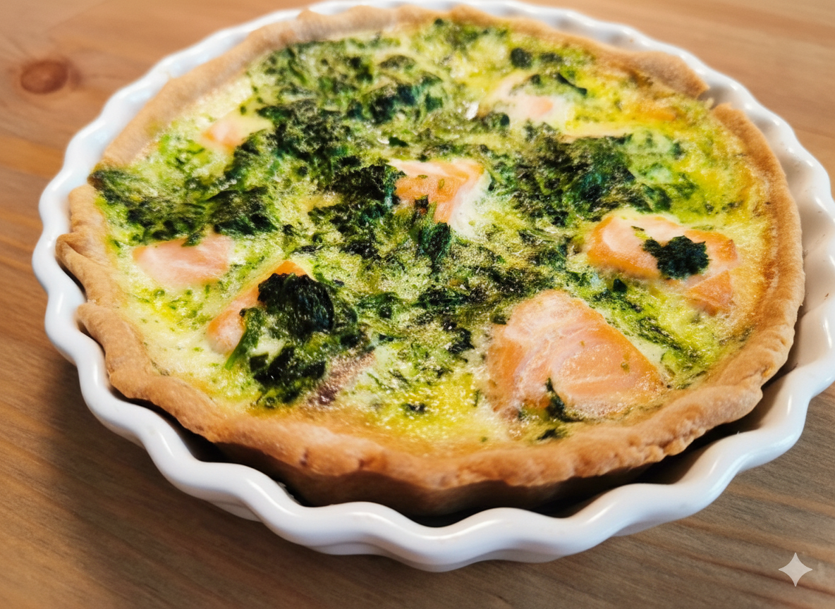 Безглютеновий кіш з лососем і шпинатом: Пиріг для комісара Мегре